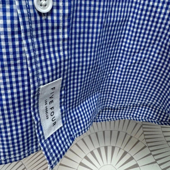 Five Four Men’s Long Sleeve Button Down Dress Shirt Blue/White‎ Check NWT Medium - Picture 3 of 7